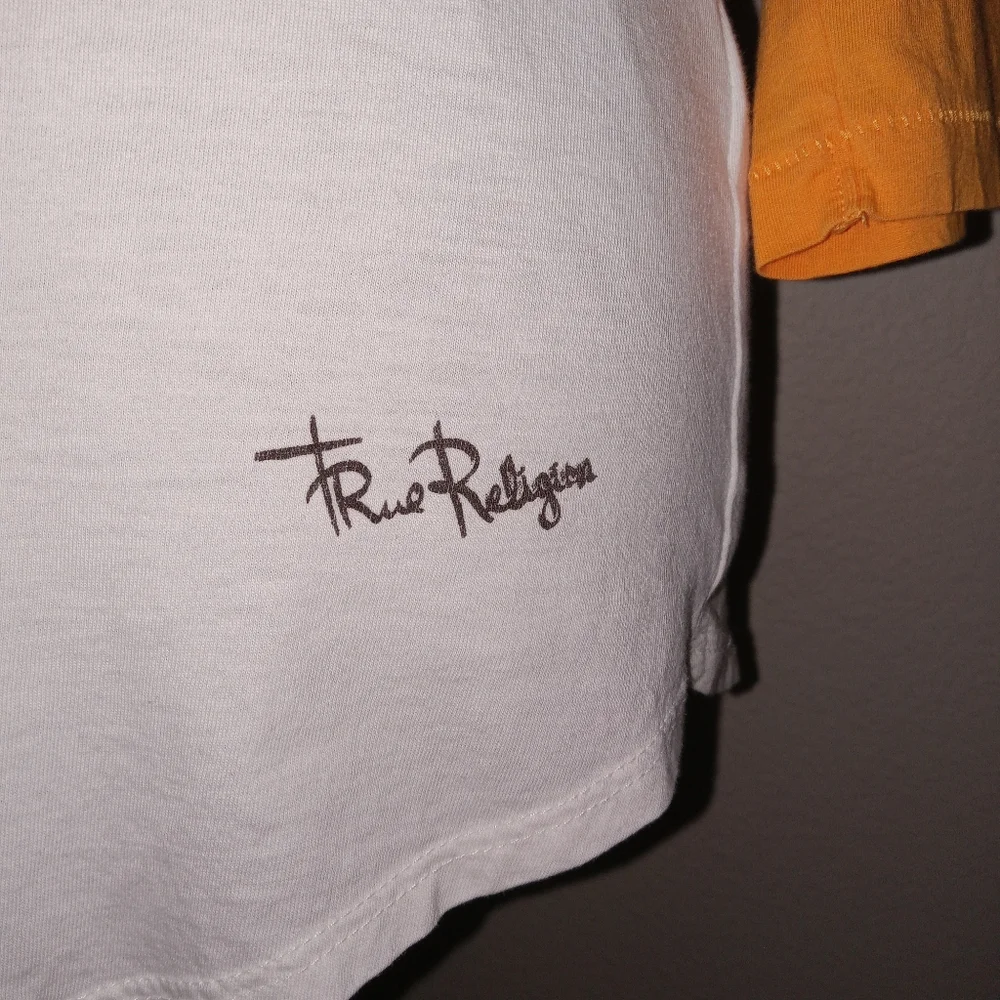 True Religion Live Free & Eagle Graphic Baseball Jersey Raglan Sleeve Retro - Picture 3 of 11